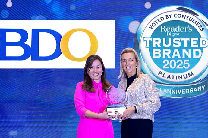 BDO wins 6th Platinum Reader’s Digest Trusted Brand Award