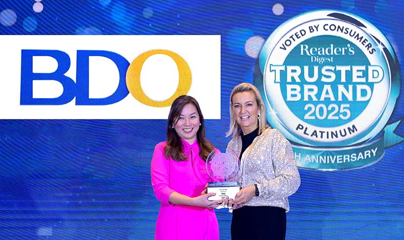 BDO wins 6th Platinum Reader’s Digest Trusted Brand Award