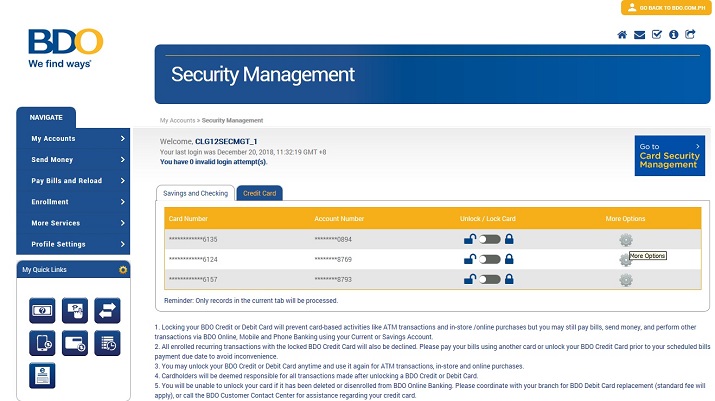 How To Register Credit Card Online Bdo